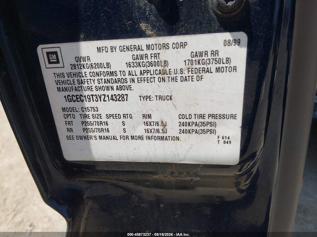 1GCEC19T3YZ143287 2000 CHEVROLET SILVERADO 1500 photo no. 9