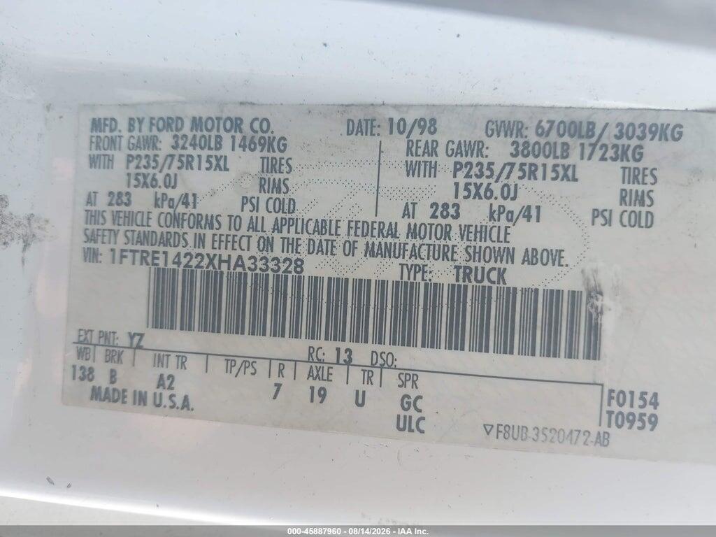 1FTRE1422XHA33328 1999 FORD E-150 photo no. 9