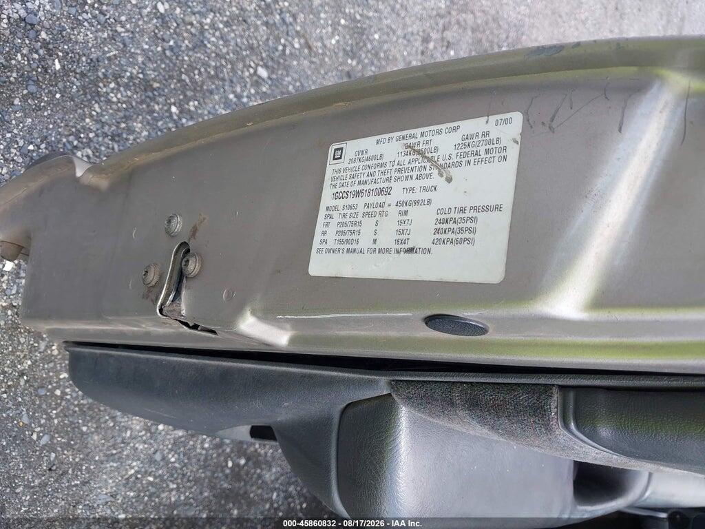 1GCCS19W618100692 2001 CHEVROLET S-10 photo no. 9