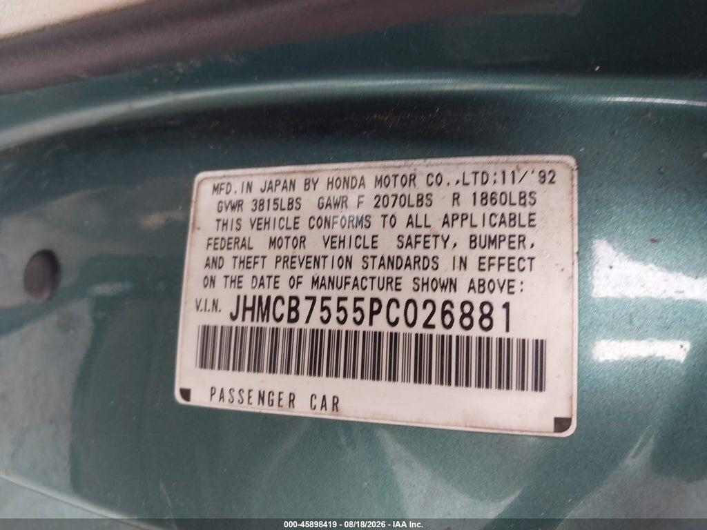 JHMCB7555PC026881 1993 HONDA ACCORD photo no. 9
