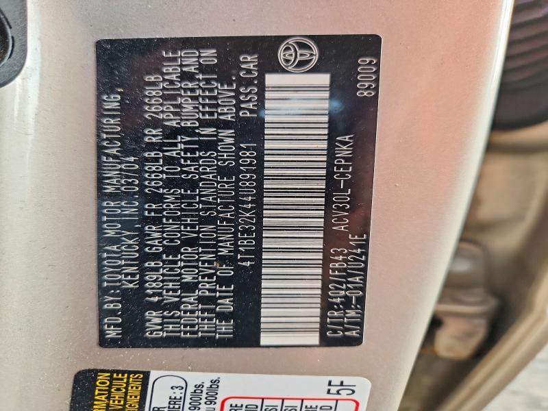 4T1BE32K44U891981 2004 TOYOTA CAMRY photo no. 12