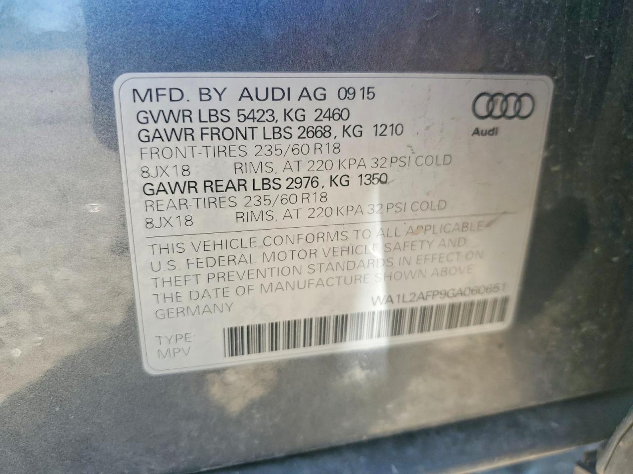 2016 AUDI Q5 PREMIUM PLUS — Фото 13 из 13
