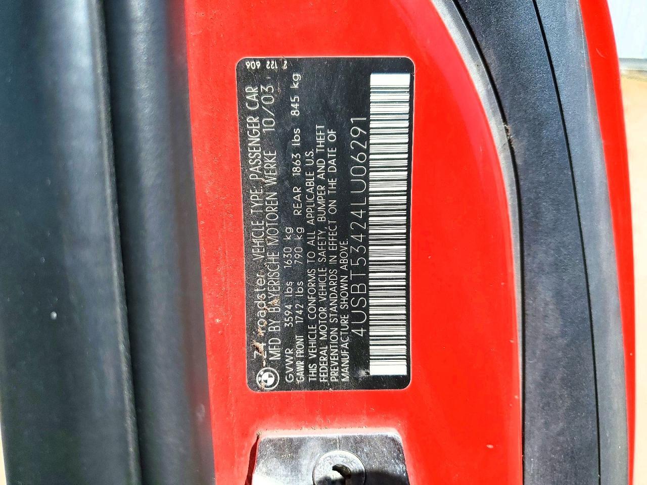 4USBT53424LU06291 2004 BMW Z4 photo no. 12