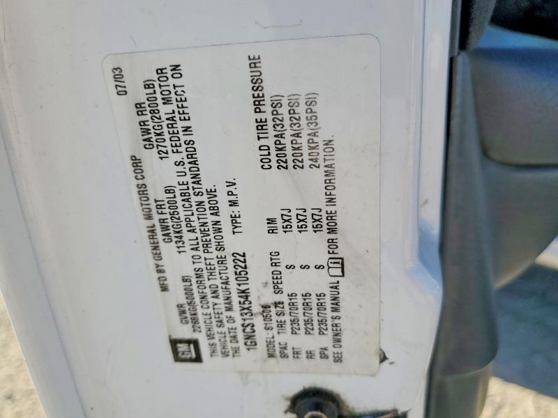1GNCS13X54K105222 2004 CHEVROLET BLAZER photo no. 12