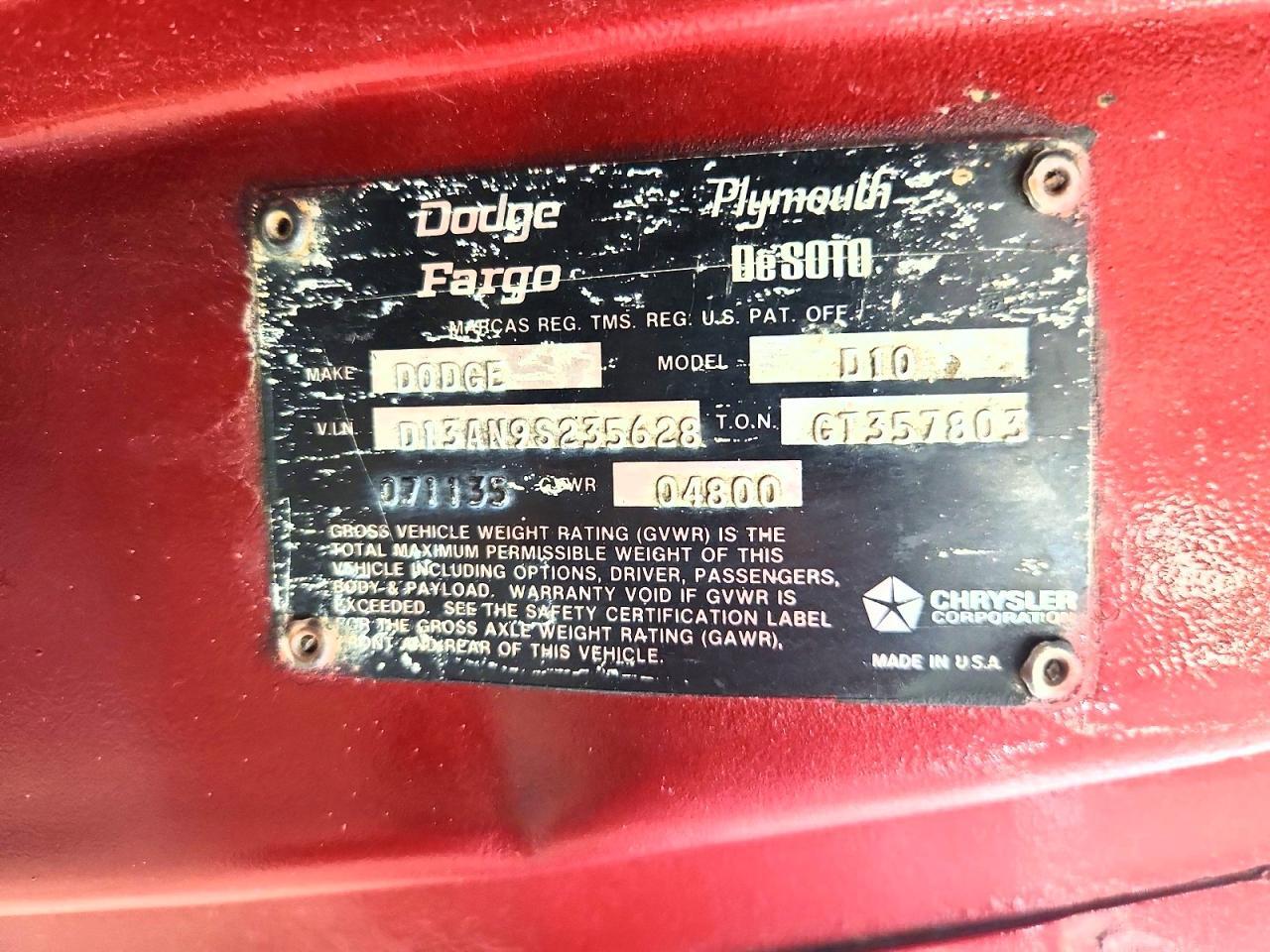 1979 DODGE D-SERIES D100 — Фото 13 из 13