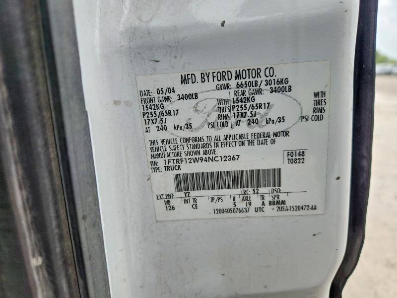 1FTRF12W94NC12367 2004 FORD F150 photo no. 12