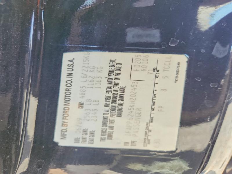 1FAPP6245KH202453 1989 FORD THUNDERBIRD photo no. 12