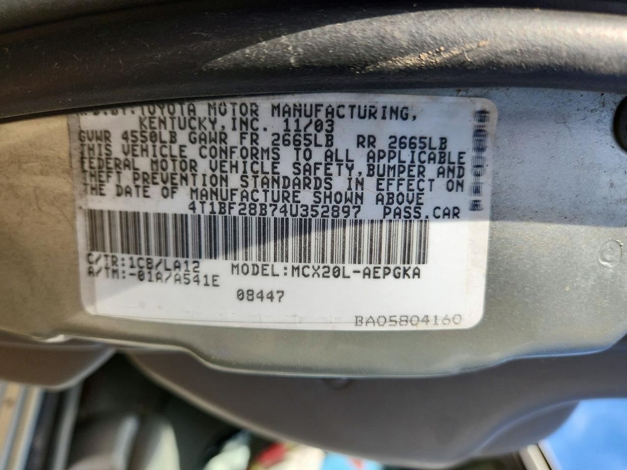2004 TOYOTA AVALON XLS — Фото 13 из 13