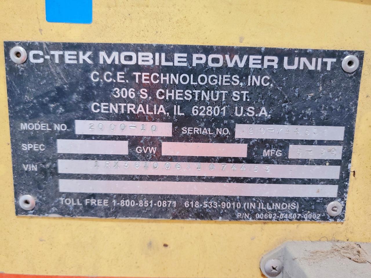 1999 CTEK 2000-10 MOBILE POWER UNIT TRAILER — Фото 10 из 10
