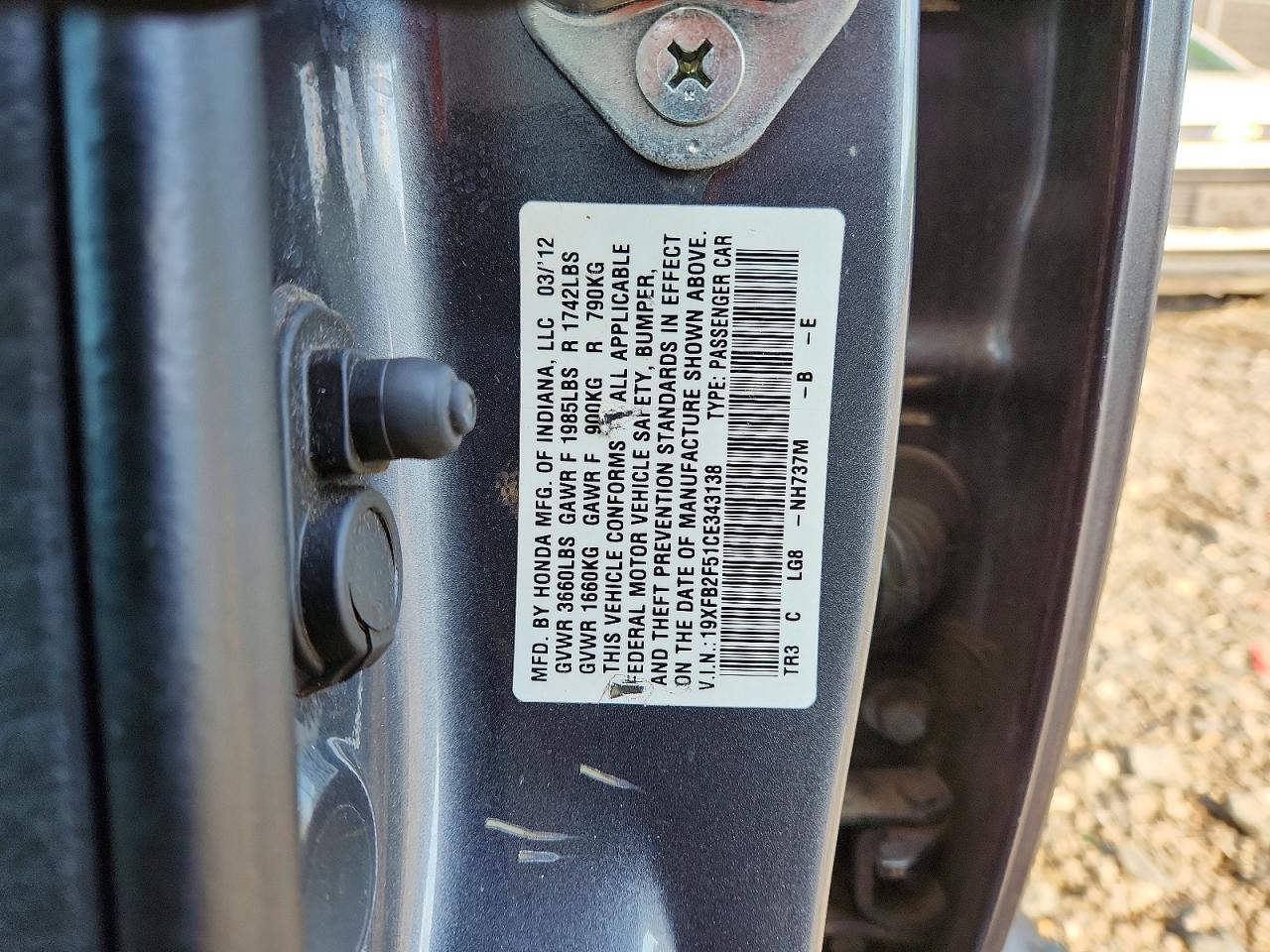 2012 HONDA CIVIC LX — Фото 12 из 12