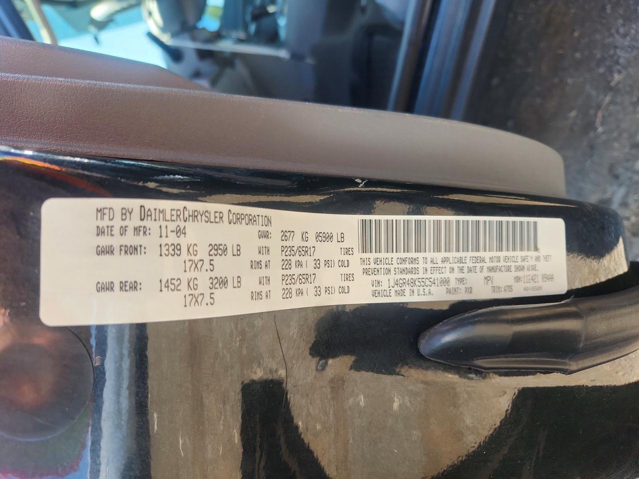 2005 JEEP GRAND CHEROKEE LAREDO/COLUMBIA/FREEDOM — Фото 12 из 12