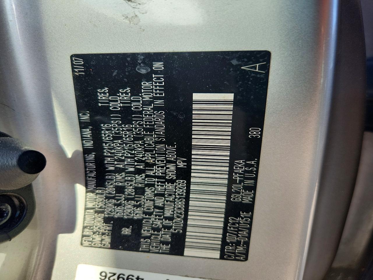 2008 TOYOTA SIENNA LE 7-PASSENGER — Фото 13 из 13
