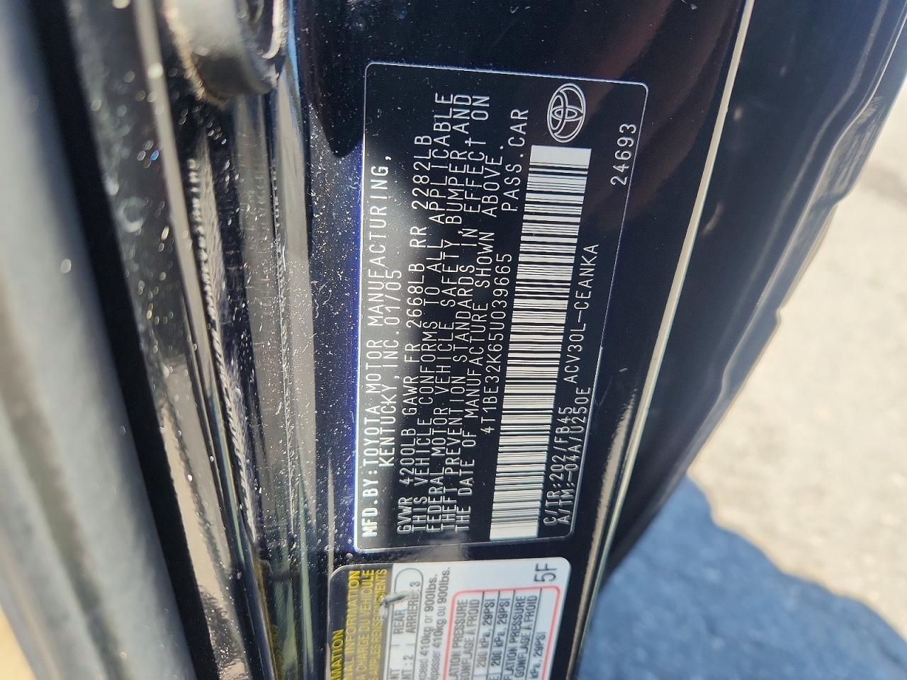 2005 TOYOTA CAMRY LE — Фото 12 из 12