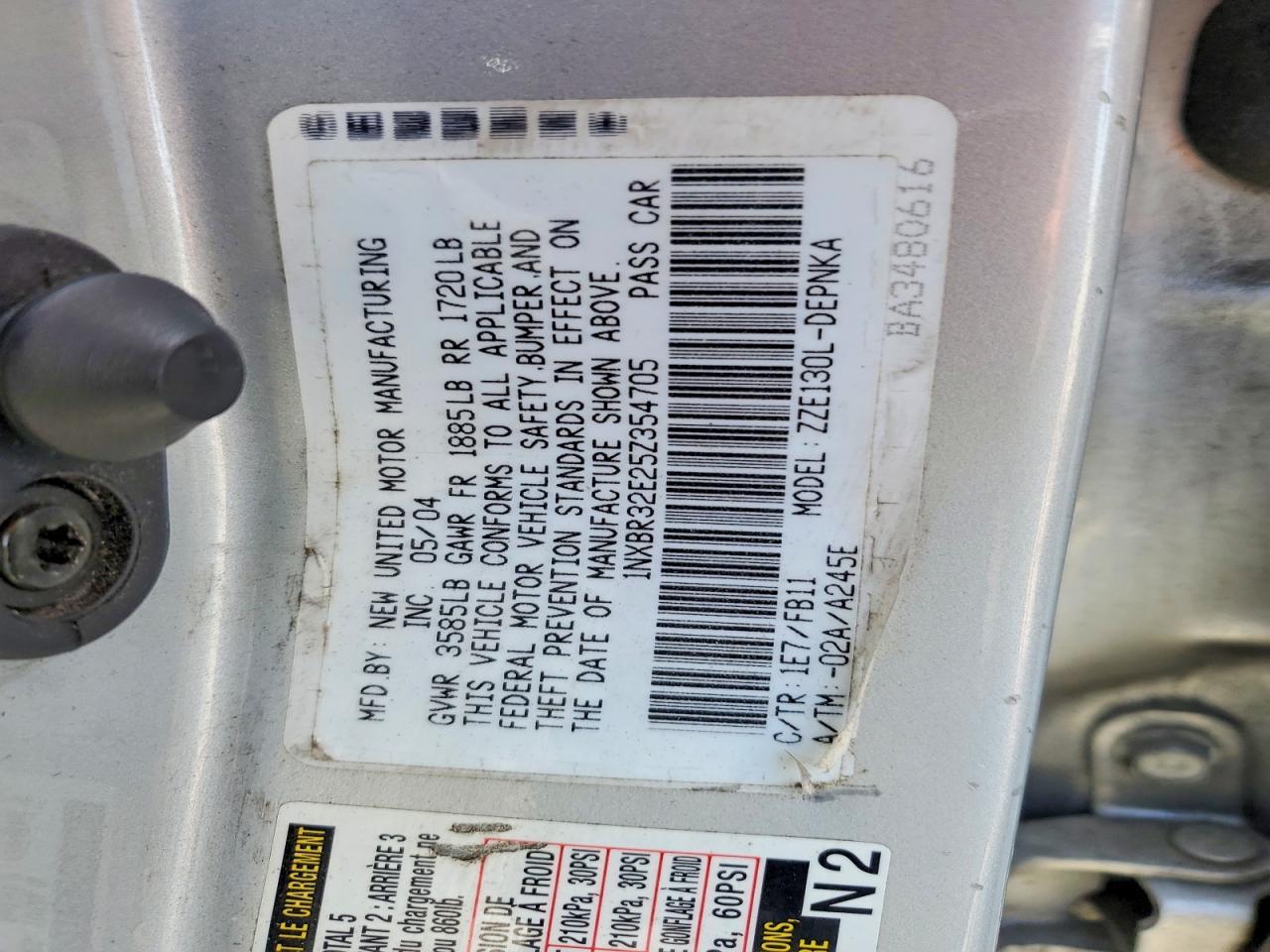 1NXBR32E25Z354705 2005 TOYOTA COROLLA photo no. 12