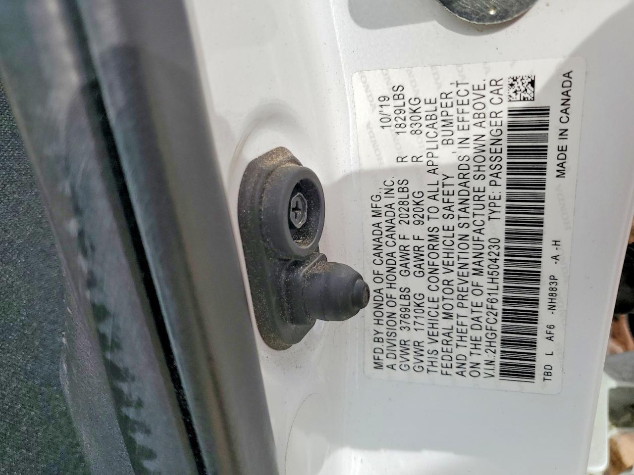 2HGFC2F61LH504230 2020 HONDA CIVIC photo no. 12