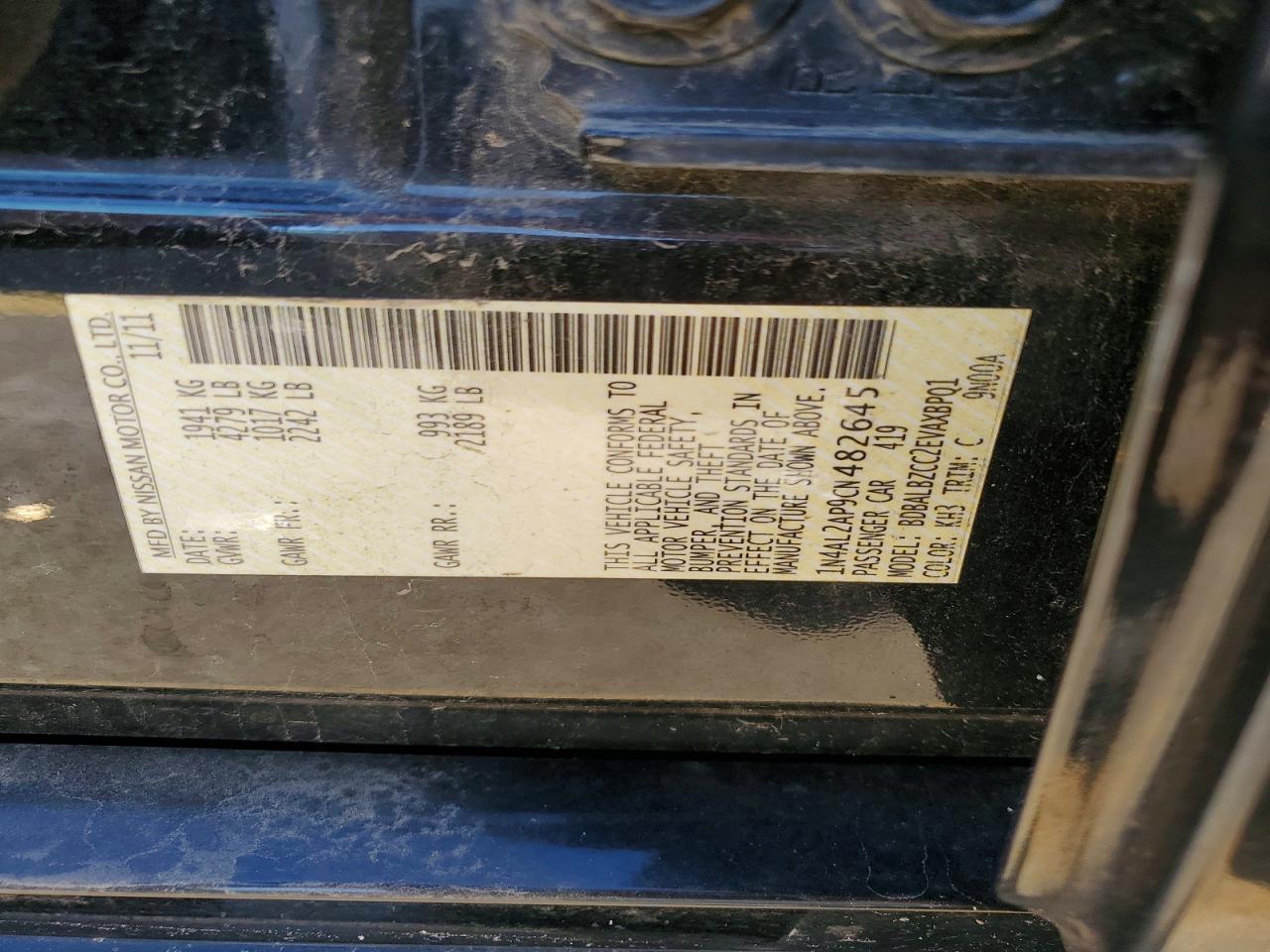 1N4AL2AP9CN482645 2012 NISSAN ALTIMA photo no. 12