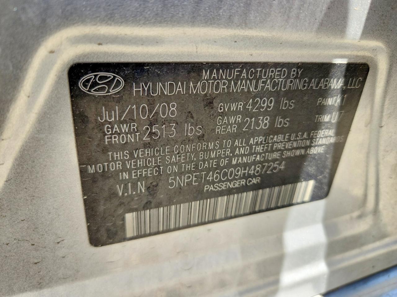 2009 HYUNDAI SONATA GLS — Фото 12 из 12