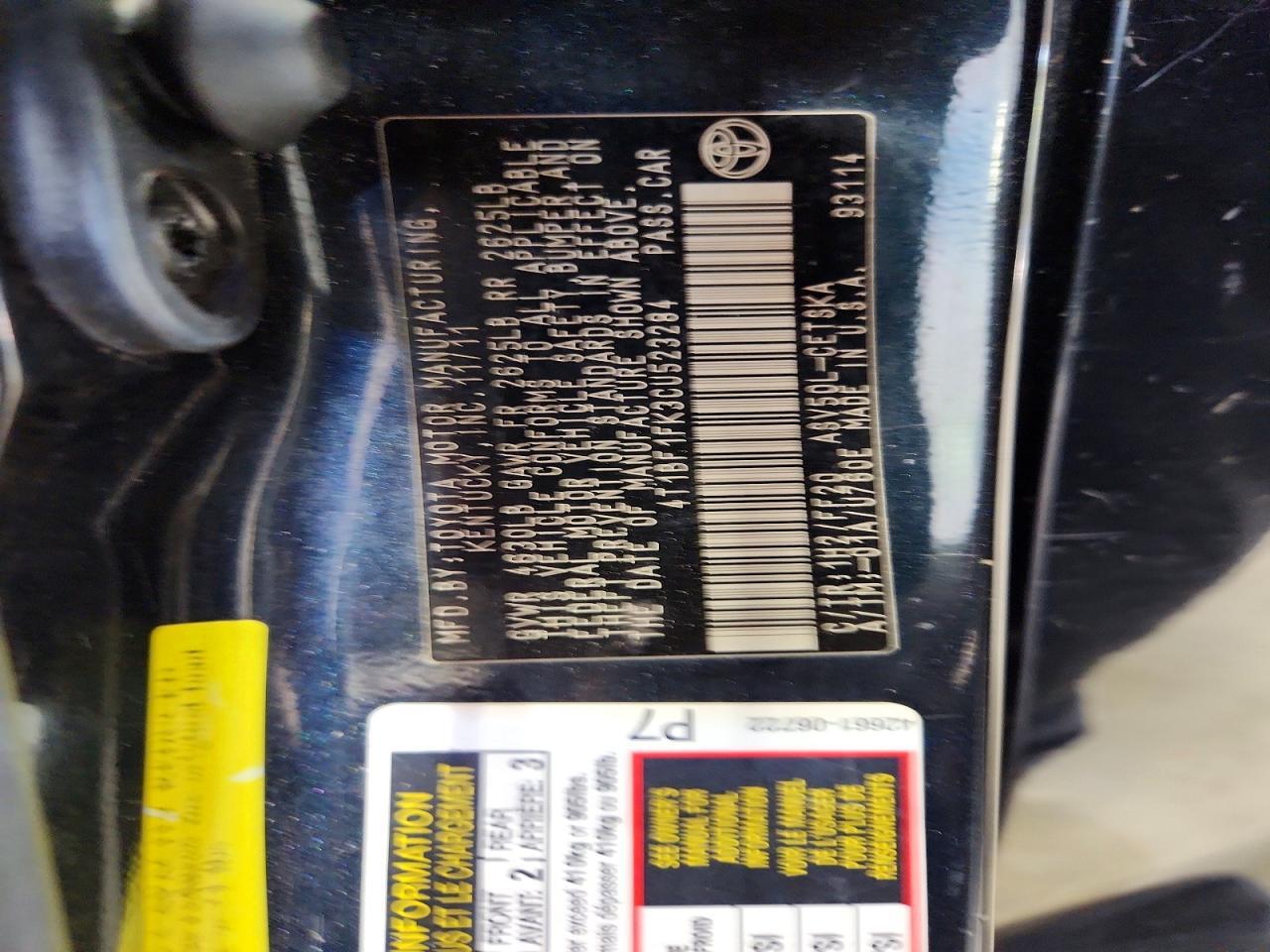 2012 TOYOTA CAMRY SE — Фото 12 из 12