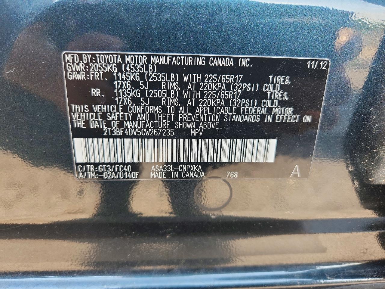 2012 TOYOTA RAV4 BASE — Фото 13 из 13