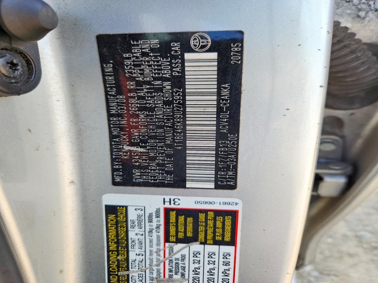 2009 TOYOTA CAMRY BASE — Фото 12 из 12