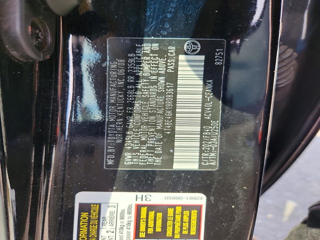 2009 TOYOTA CAMRY LE — Фото 13 из 13