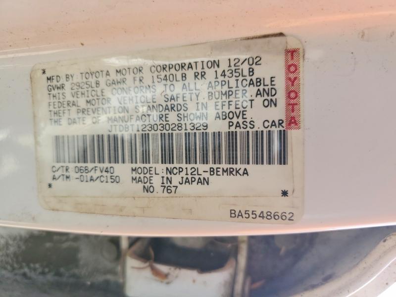 2003 TOYOTA ECHO BASE — Фото 12 из 12