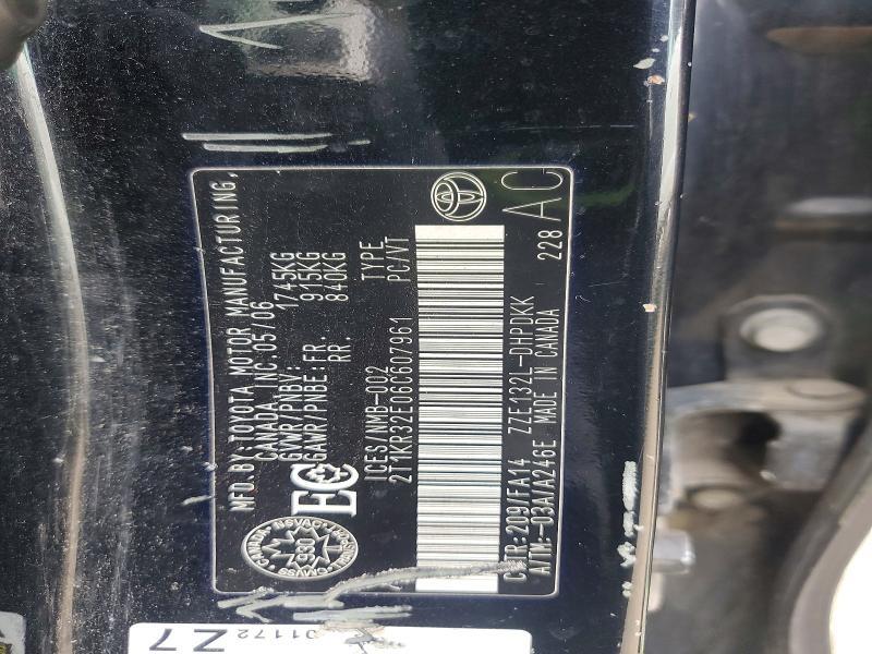 2T1KR32E06C607961 2006 TOYOTA MATRIX photo no. 12