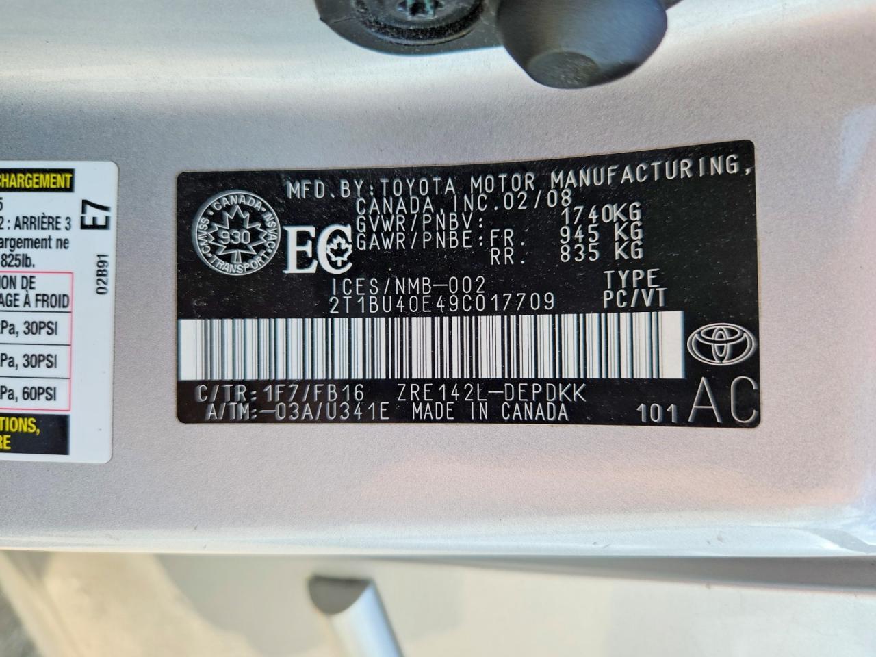 2009 TOYOTA COROLLA BASE — Фото 12 из 12