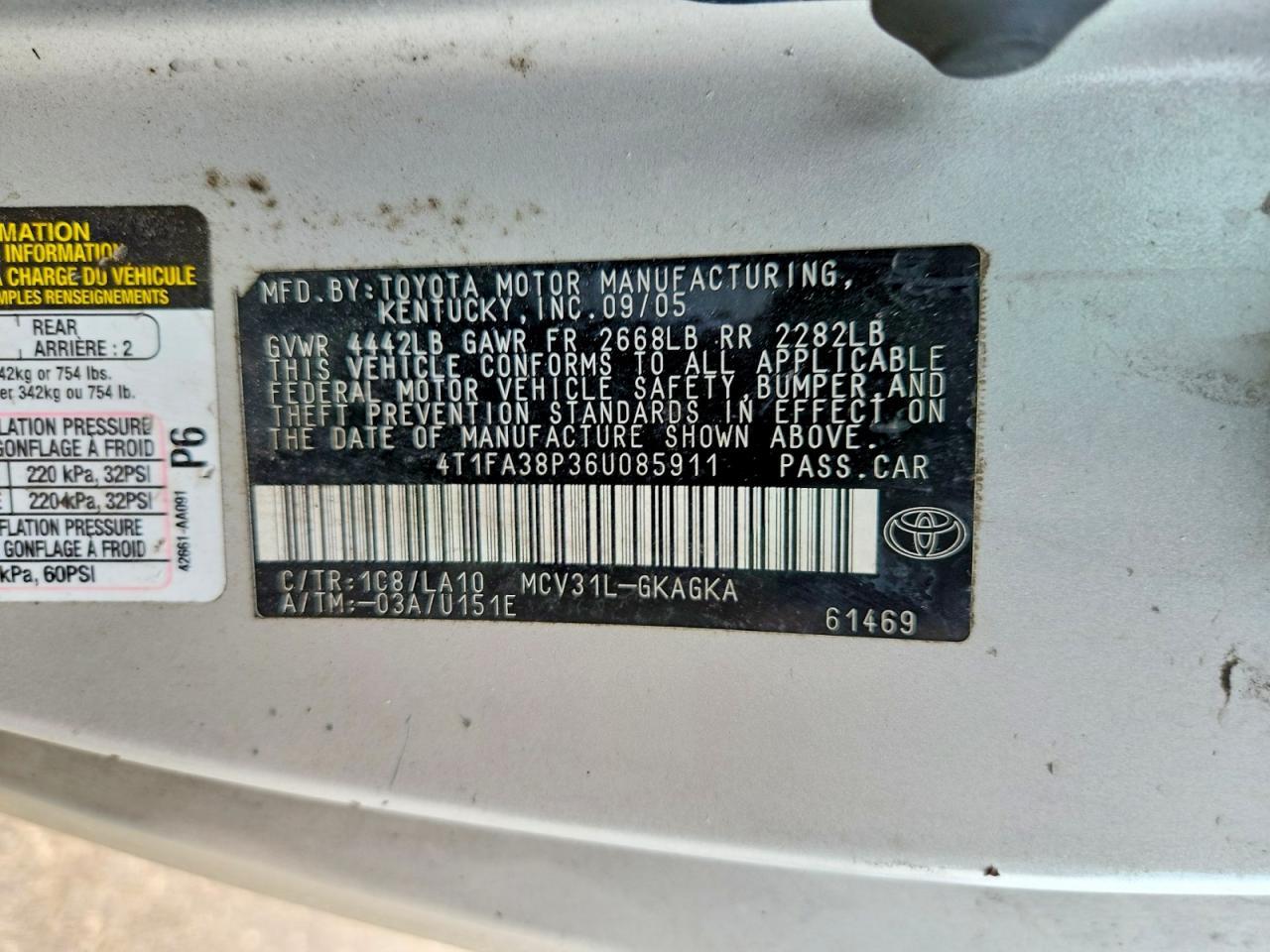 4T1FA38P36U085911 2006 TOYOTA CAMRY SOLARA photo no. 12