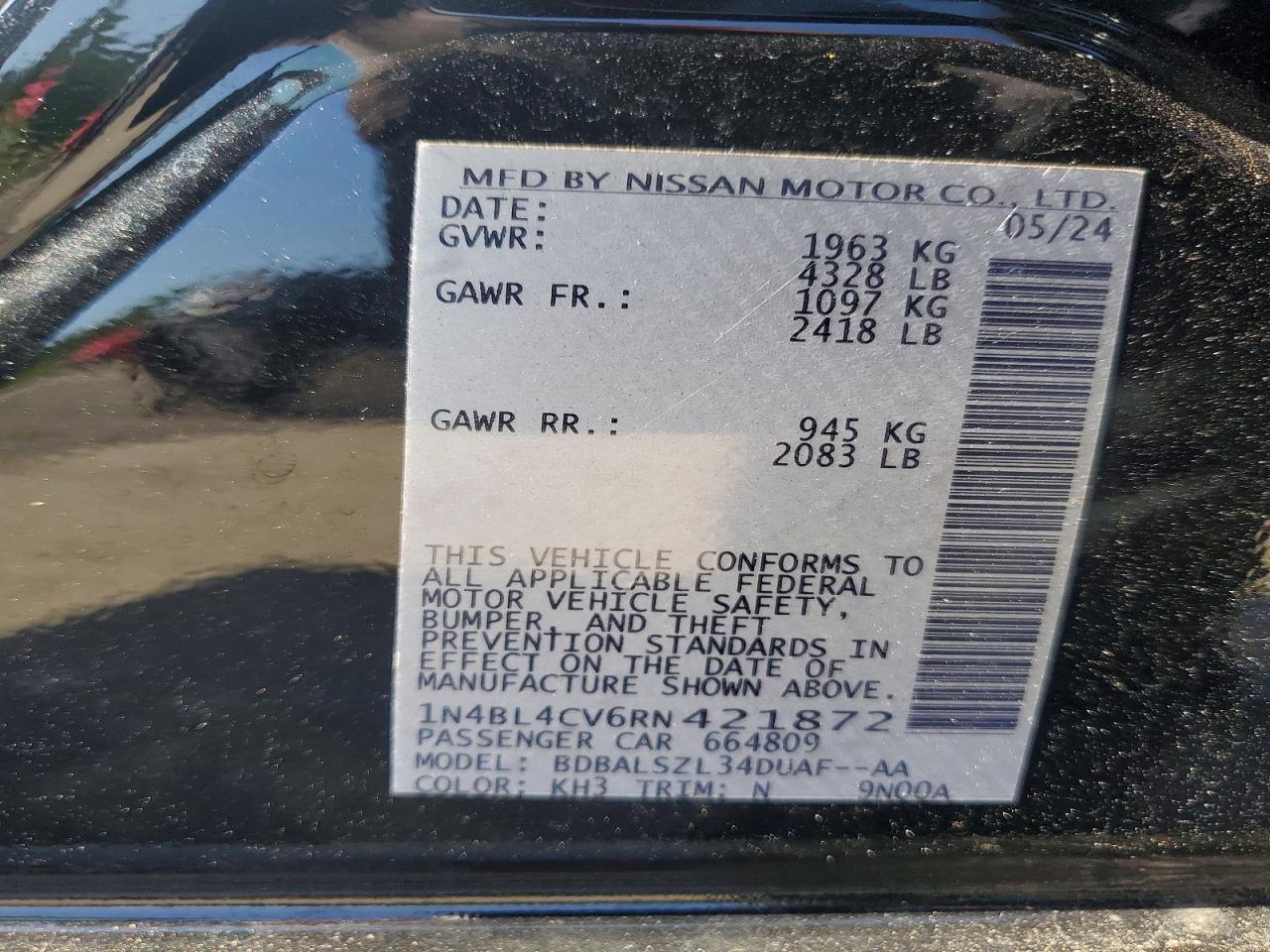 2024 NISSAN ALTIMA SR — Фото 12 из 12