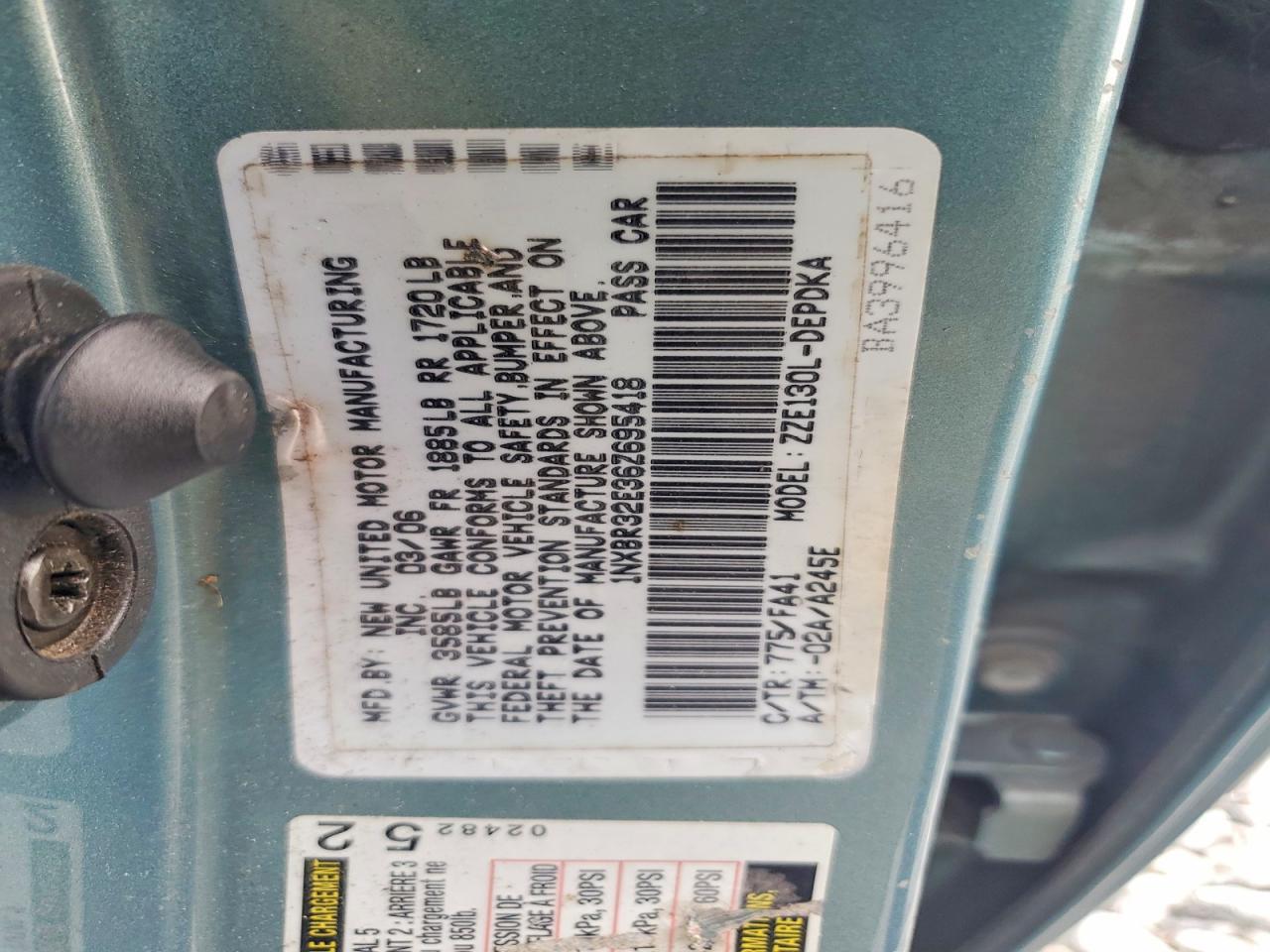 2006 TOYOTA COROLLA CE — Фото 12 из 12