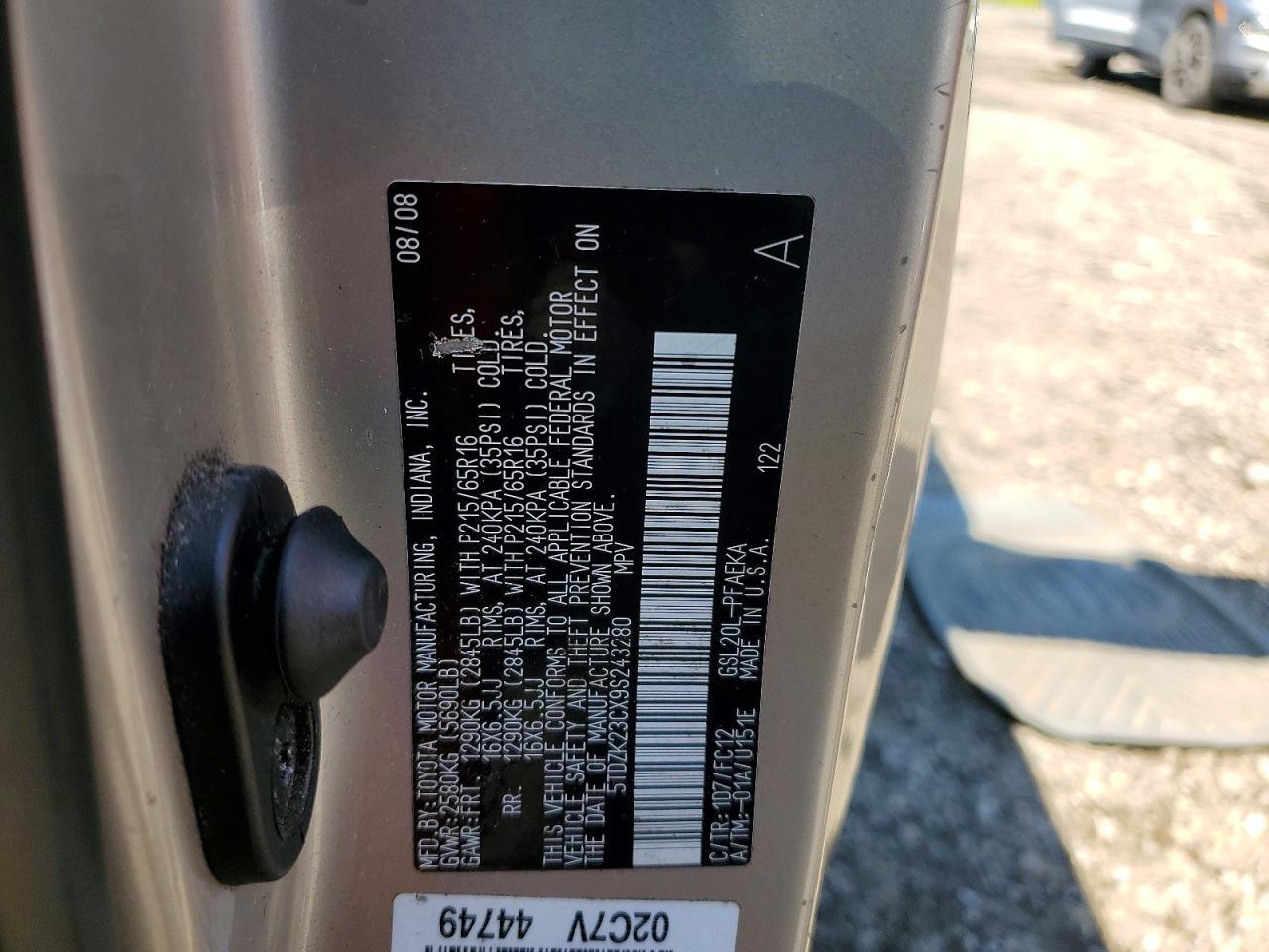 2009 TOYOTA SIENNA LE 7-PASSENGER — Фото 14 из 14