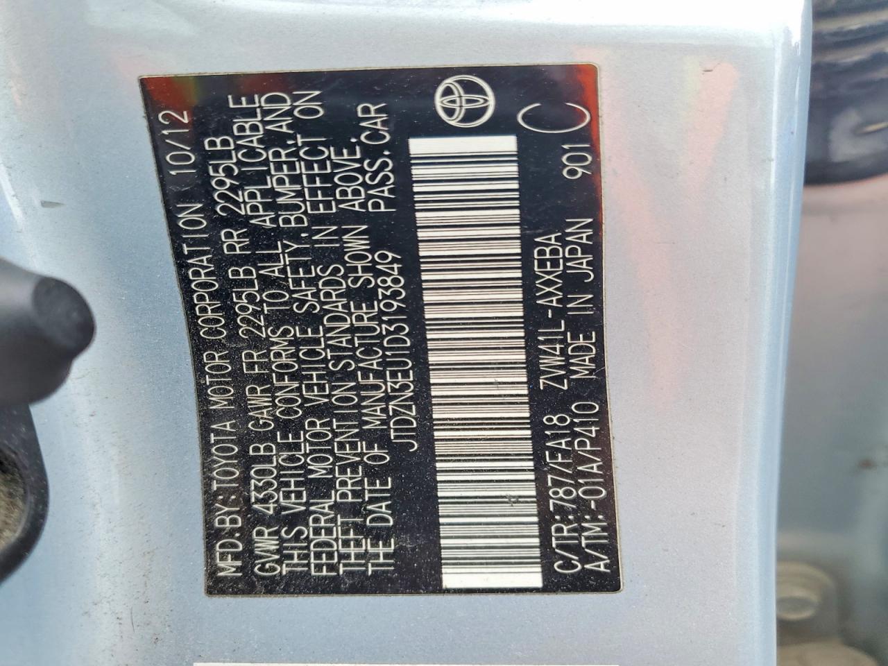 JTDZN3EU1D3193849 2013 TOYOTA PRIUS V photo no. 12