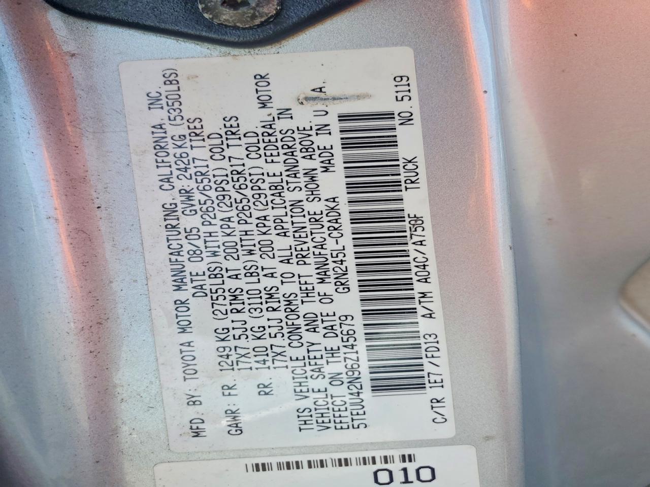 2006 TOYOTA TACOMA ACCESS CAB — Фото 12 из 12
