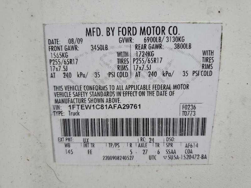 1FTFW1EVXAFB95056 2010 FORD F150 photo no. 12