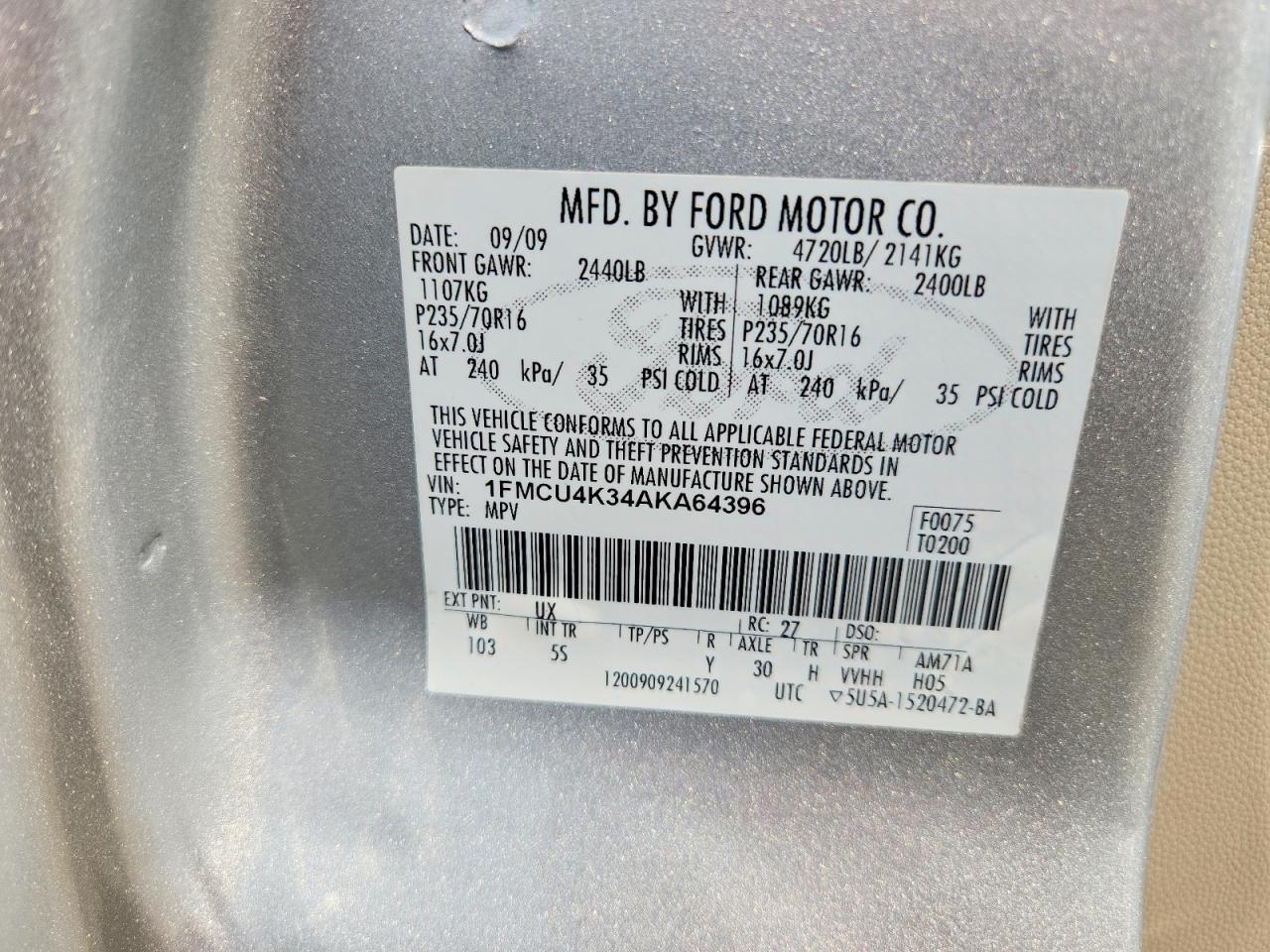 2010 FORD ESCAPE HYBRID — Фото 14 из 14
