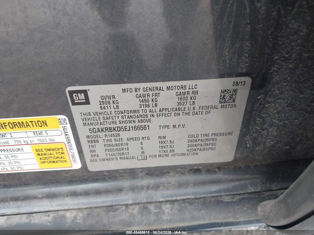 5GAKRBKD5EJ166561 2014 BUICK ENCLAVE photo no. 9