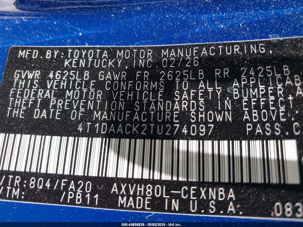 4T1DAACK2TU274097 2026 TOYOTA CAMRY photo no. 9
