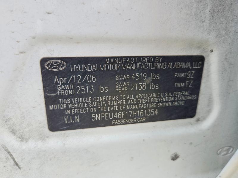 5NPEU46F17H161354 2007 HYUNDAI SONATA photo no. 12