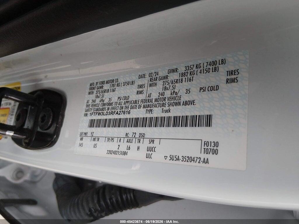 1FTFW3LD3RFA27616 2024 FORD F-150 photo no. 9