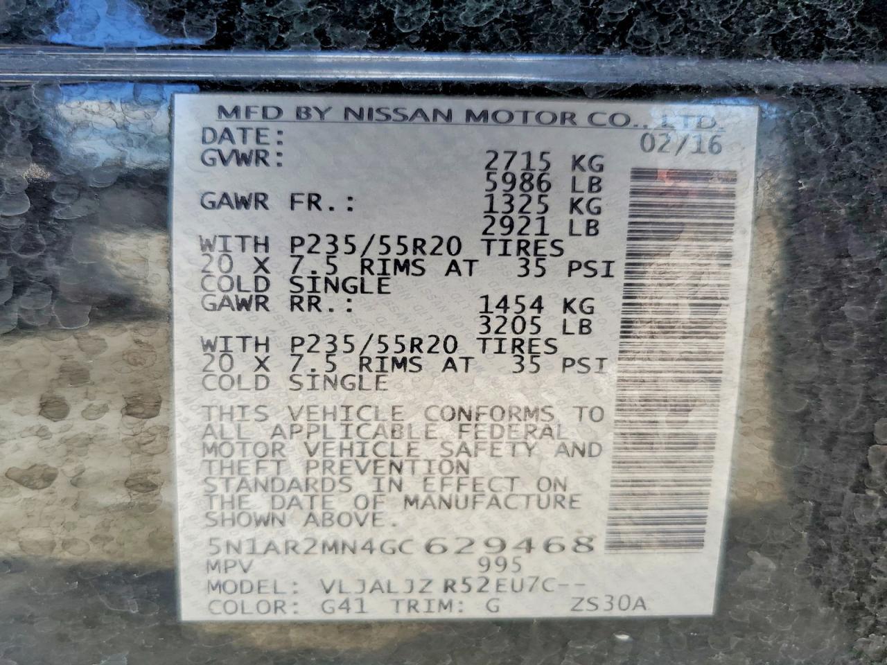 2016 NISSAN PATHFINDER PLATINUM — Фото 13 из 13