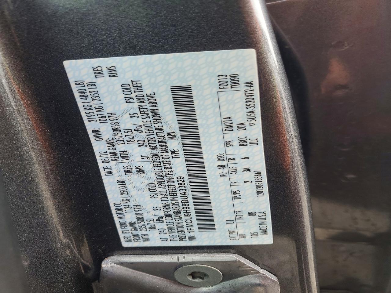 1FMCU9H96DUA33829 2013 FORD ESCAPE photo no. 12
