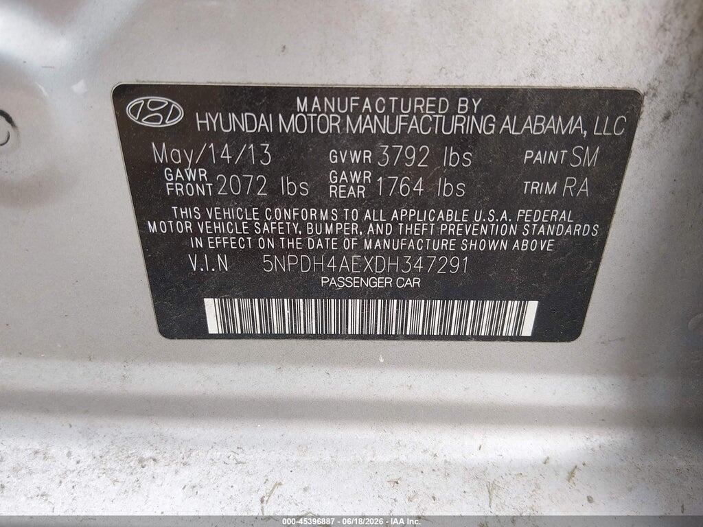 5NPDH4AEXDH347291 2013 HYUNDAI ELANTRA photo no. 9