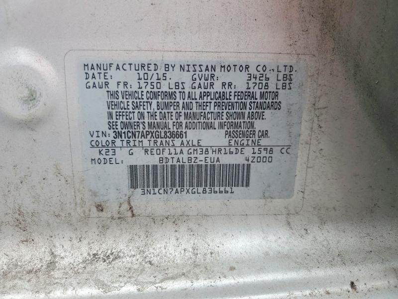 2016 NISSAN VERSA 1.6 SV — Фото 12 из 12