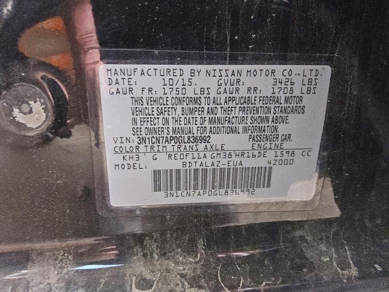 2016 NISSAN VERSA 1.6 S PLUS — Фото 12 из 12