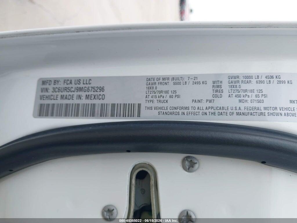 3C6UR5CJ9MG675296 2021 RAM 2500 photo no. 9