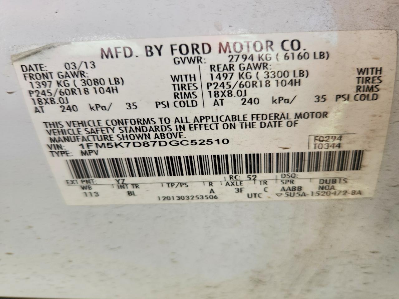 2013 FORD EXPLORER XLT — Фото 13 из 13