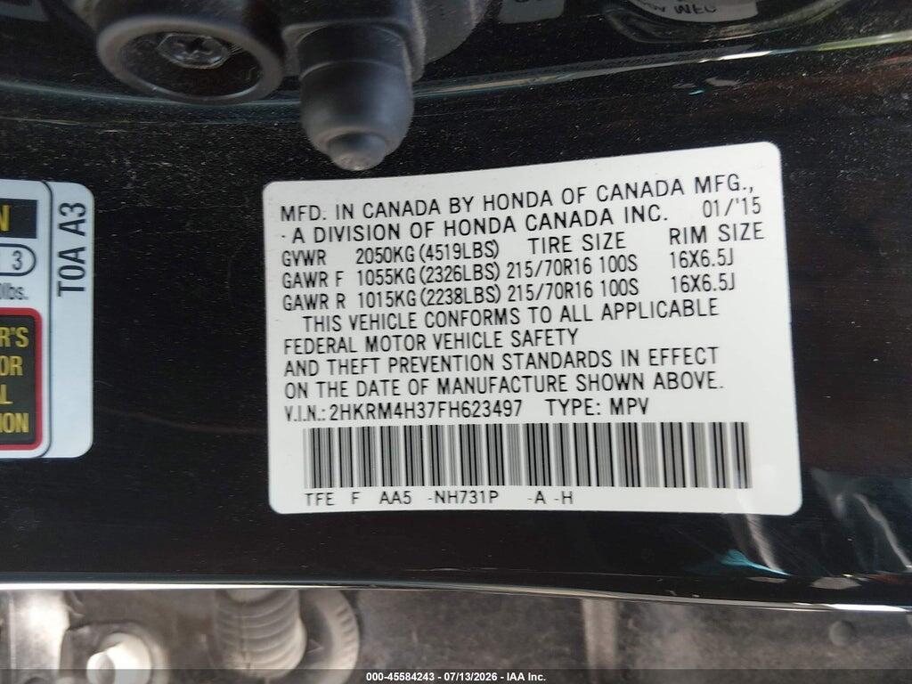 2HKRM4H37FH623497 2015 HONDA CR-V photo no. 9