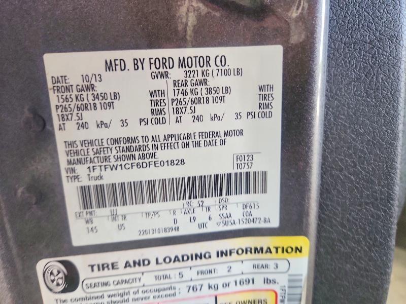 1FTFW1CF6DFE01828 2013 FORD F150 photo no. 12