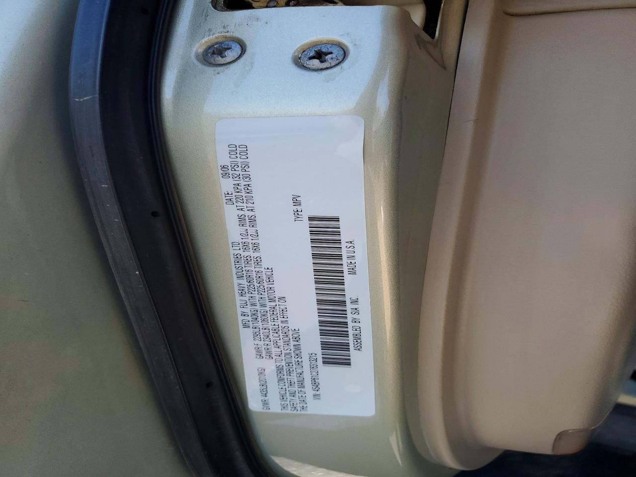 2007 SUBARU OUTBACK OUTBACK 2.5I — Фото 12 из 12